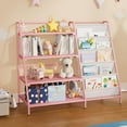 thumbnail image 1 of NACHES Metal Kid Bookshelf Toy Storage Organizer Montessori Baby Bookcase Small Toddler Book Rack Sling Children Display Shelf Boy Girl Living Bedroom Nursery Playroom Classroom Library (Pink), 1 of 9