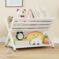 thumbnail image 1 of NACHES Montessori Tilted  Bookshelf, Toddler Book Caddy with Shelf,Tabletop  Bookshelf for  playroom,Nursery,'s Room(X-Shape White), 1 of 15