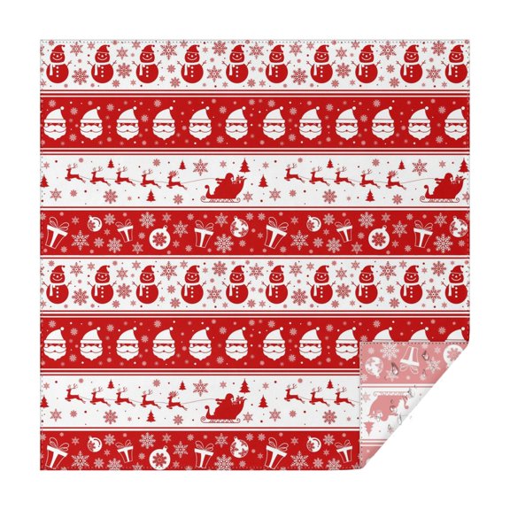 Christmas Square Tablecloth 42x42 Inch – Waterproof Polyester Printed Table Cover, Wrinkle Resistant & Washable for Kitchen Dining Picnic Party Decor, Single-v4-15, White