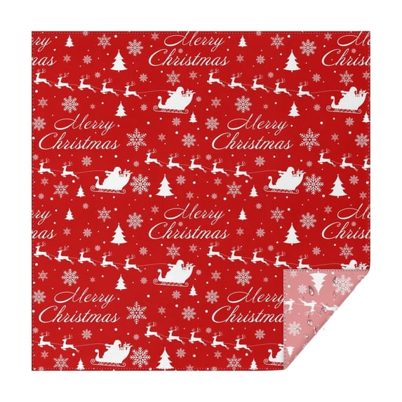 Christmas Square Tablecloth 42x42 Inch – Waterproof Polyester Printed Table Cover, Wrinkle Resistant & Washable for Kitchen Dining Picnic Party Decor, Single-v4-15, White