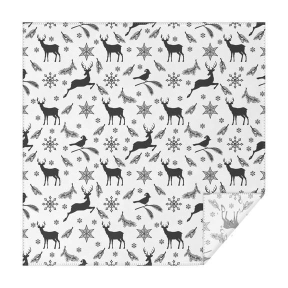 Christmas Square Tablecloth 42x42 Inch – Waterproof Polyester Printed Table Cover, Wrinkle Resistant & Washable for Kitchen Dining Picnic Party Decor, Single-v4-15, White