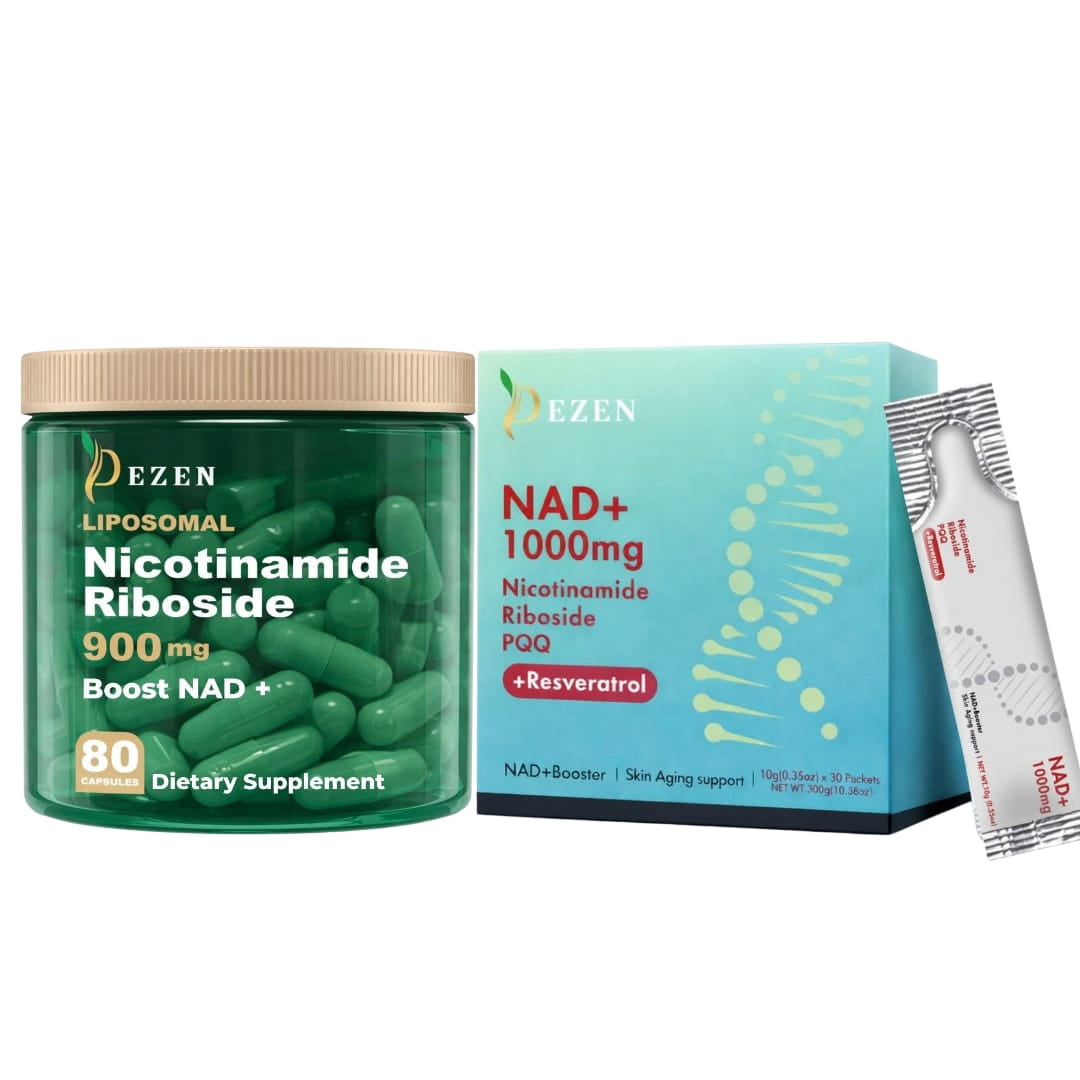 NAD+ Capsules & NAD Liquid Drink Mix Combo – NR with Resveratrol & Vitamin B3 – Healthy Aging, Pack 1