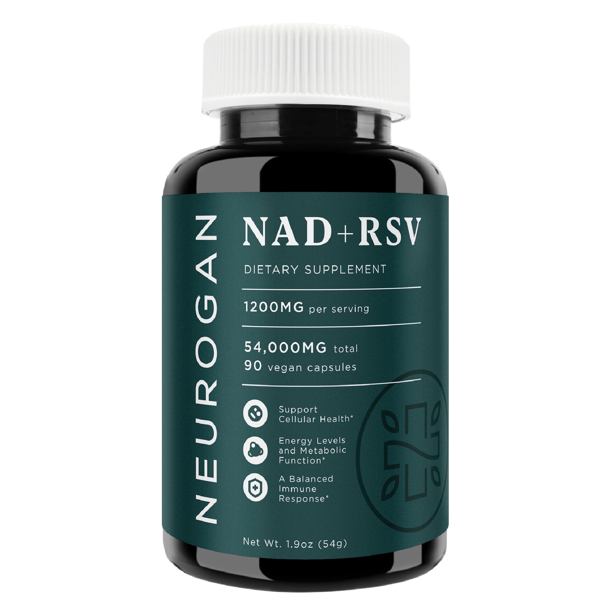 NAD+ with Resveratrol Capsules 1:1 Ratio | Cellular Health, Energy & Immune Function Support, Promotes Healthy Aging | Nicotine Adenine Dinucleotide | 1200mg Per Serving - 90 Count