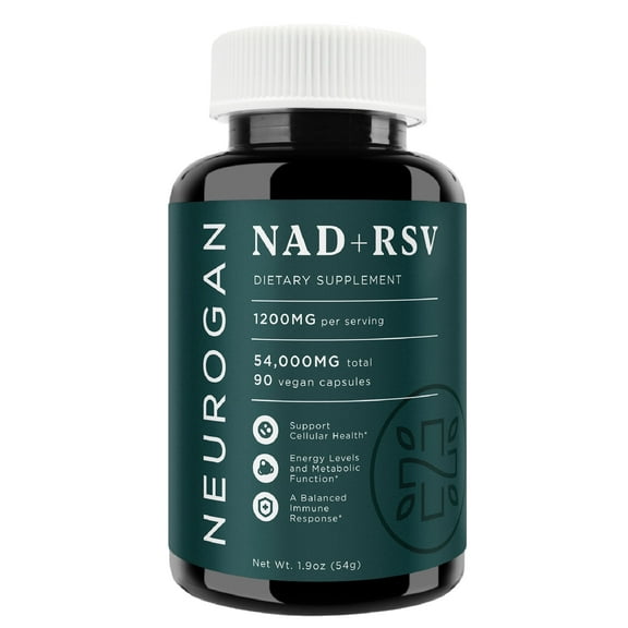 NAD+ with Resveratrol Capsules 1:1 Ratio | Cellular Health, Energy & Immune Function Support, Promotes Healthy Aging | Nicotine Adenine Dinucleotide | 1200mg Per Serving - 90 Count
