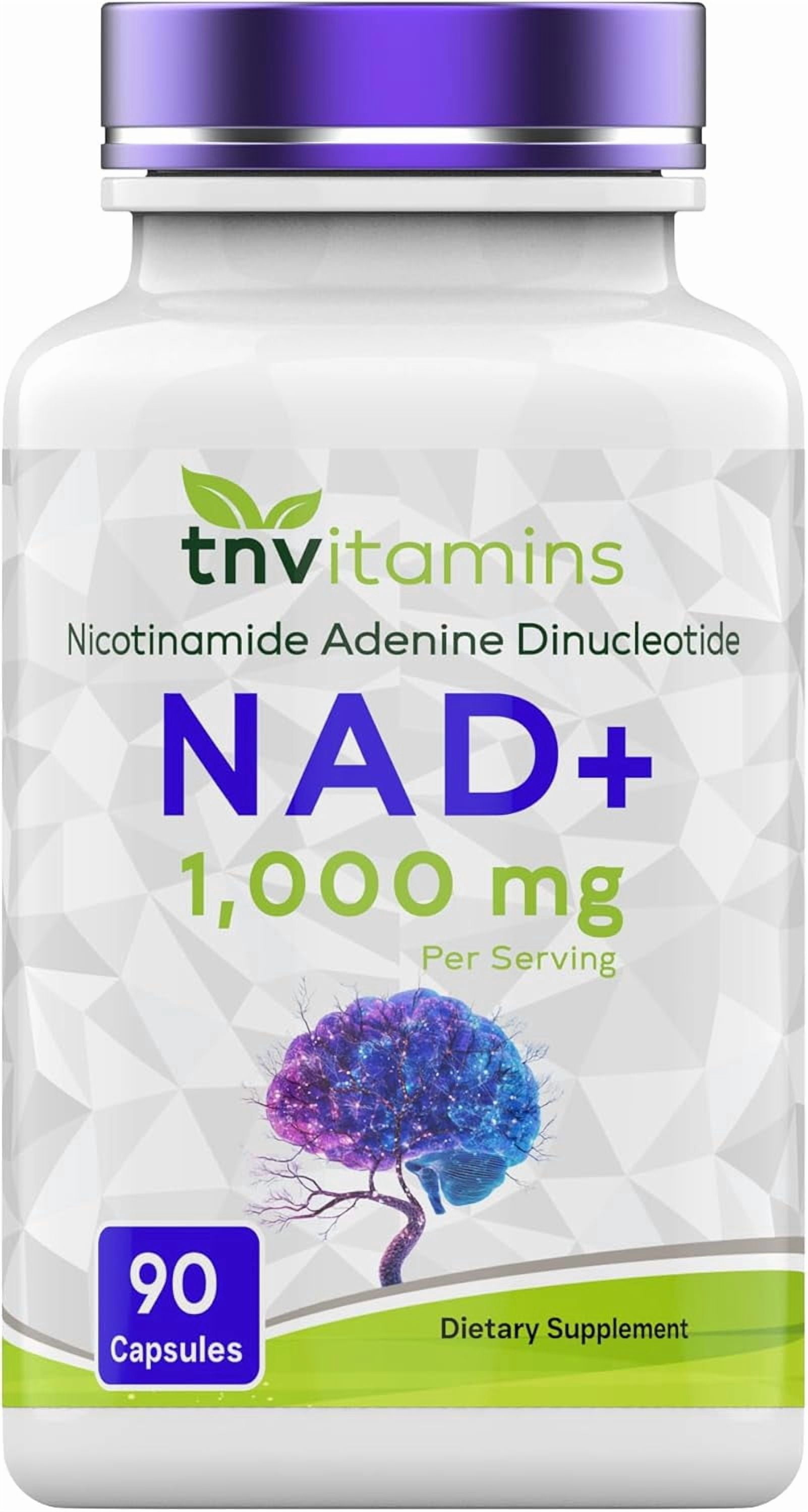 TNVitamins Nicotinamide Adenine Dinucleotide NAD+ Supplement 1,000 mg Per Serving for Cellular Energy Support and Mitochondrial Function, 90 Count