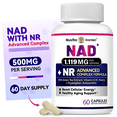 thumbnail image 1 of NAD+ Supplement for Anti Aging and Cell Regeneration, 300 mg NAD, 20 Servings | Supports Cellular Energy | Nicotinamide Riboside (NR) 150mg | 1 Bottle 60 Capsules, 1 of 7