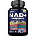 thumbnail image 1 of NAD+ Supplement Extra Strength with Berberine, NAC, Resveratrol Japanese Knotweed, Milk Thistle, Green Tea, Pomegranate, Acai, Quercetin, Fisetin, Grape Seed Extract 14-in-1 60 Veggie Capsules, 1 of 7