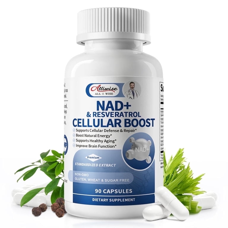 NAD+ Supplement - NAD Capsules Nicotinamide Riboside Resveratrol - NAD Supplements for Women and men - Metabolism Support