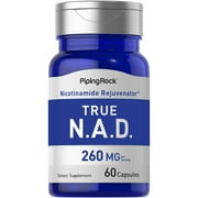 NAD Supplement | Nicotinamide Adenine Dinucleotide 260mg | 60 Quick Release Capsules | by Piping Rock