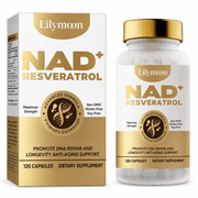Lilymon NAD Supplement with Resveratrol, 120 Count Capsules, Non-GMO, Gluten-Free, Soy-Free Daily Dietary Supplement