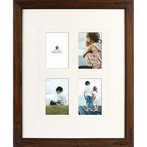 NADINE light-walnut carved frame for 4 photos by Burnes - 4x6