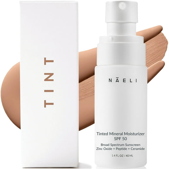 NAELI Tinted Moisturizer SPF 50, Mineral Sunscreen with Zinc Oxide, Hydrating Universal Tint, 1.4 oz
