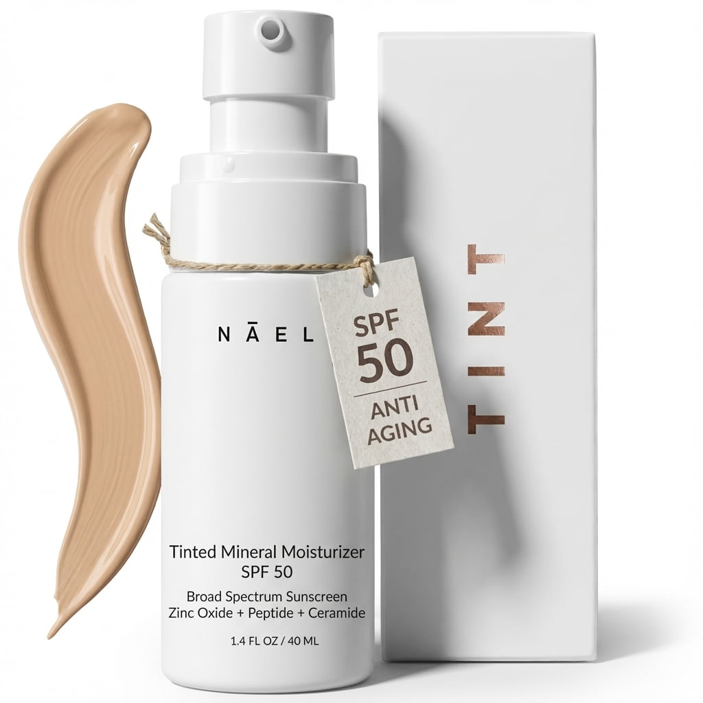 NAELI Tinted Moisturizer SPF 50, Mineral Sunscreen with Zinc Oxide, Hydrating Universal Tint, 1.4 oz
