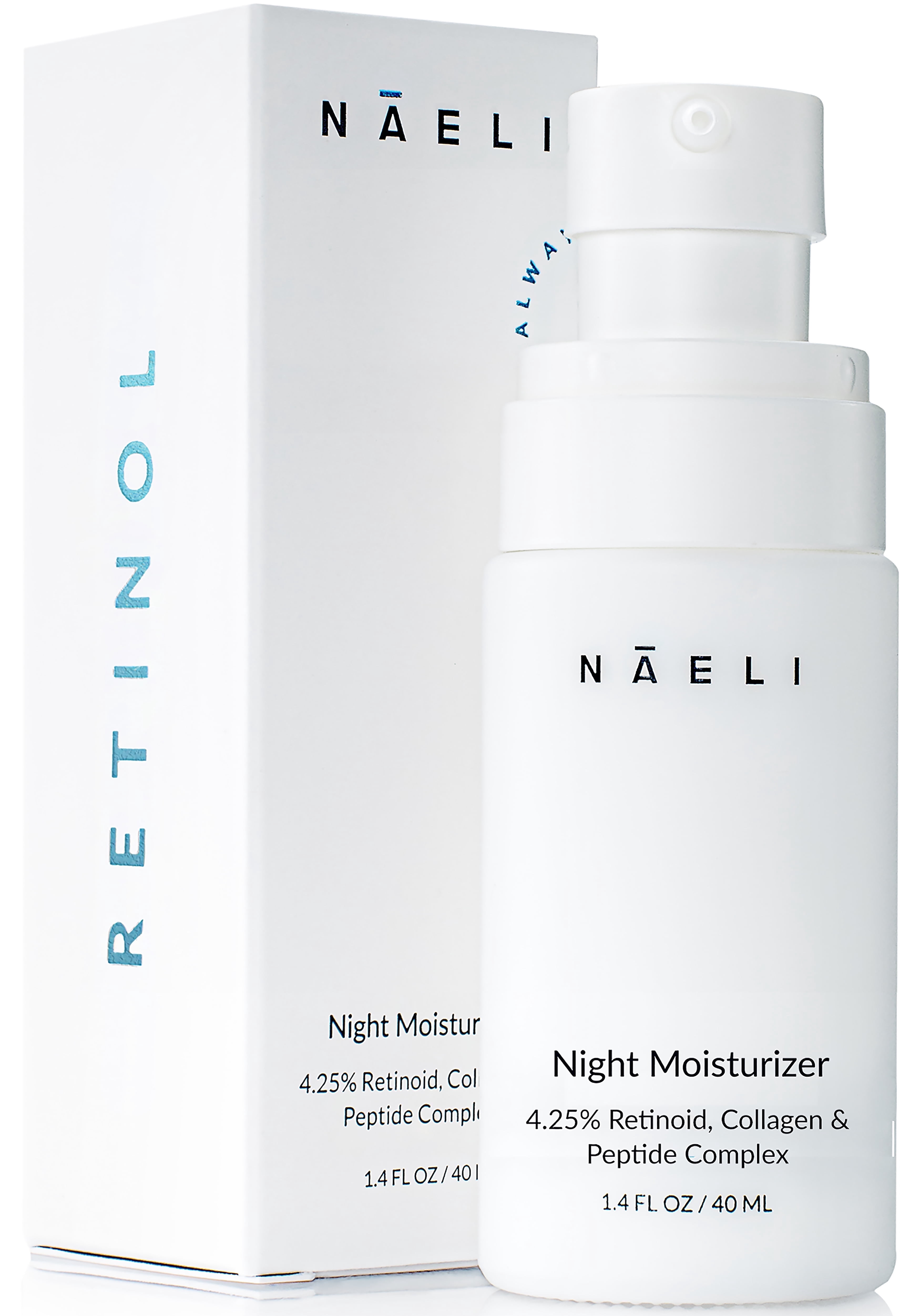 NAELI Retinol Night Cream for Face with Anti Aging Collagen & Peptide Complex, Reduces Wrinkles & Evens Skin Tone 1.4 oz.