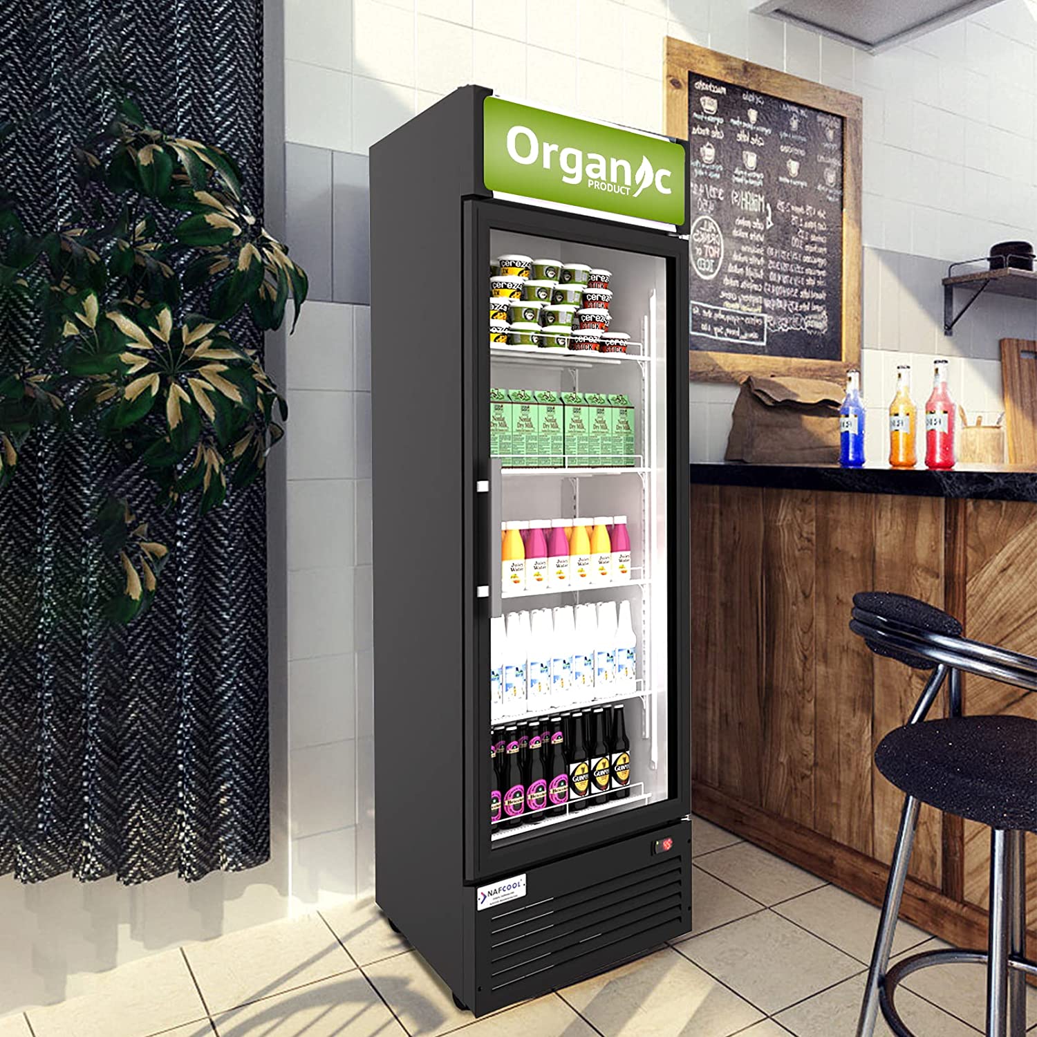 Kichking Glass Door Refrigerator Cooler - Commercial Beverage Display Merchandiser - 35.6-46.4°F, R290, Auto Defrost