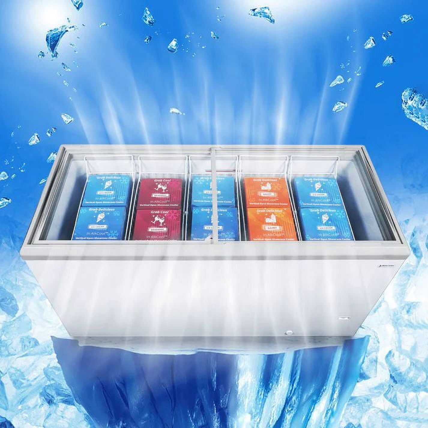 NAFCOOL 20 Cu. Ft Horizontal Freezer - Commercial Refrigerator, Glass Door Refrigerator, LED Lighting, White