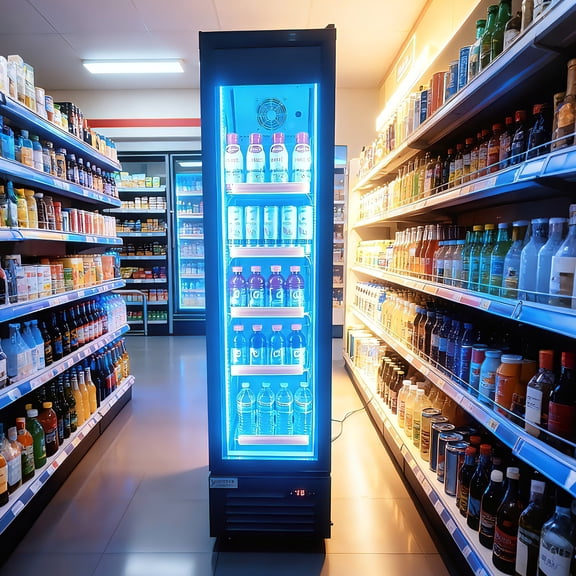 NAFCOOL 5.8 Cu. ft Commercial Refrigerator, Single Glass Door Merchandiser Refrigerator, Display Commercial Fridge