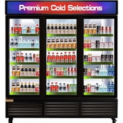NAFCOOL New 1600L 3 Glass Door Commercial Refrigerator, Black