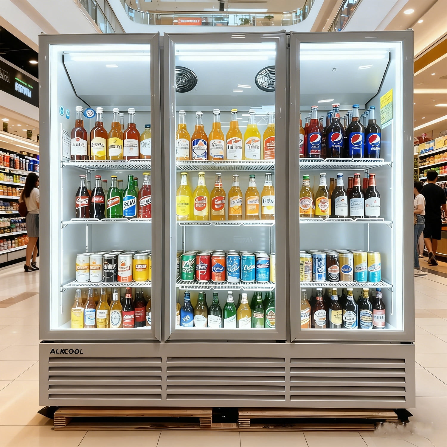 NAFCOOL New 1600L 3 Glass Door Commercial Refrigerator, WHITE