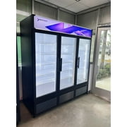 NAFCOOL Three Section Glass Door Merchandiser Display Freezer with Stainless Steel Interior, 58.2 Cu Ft, SDGF70", Black