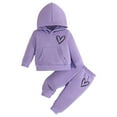 thumbnail image 1 of NAFUU 2Pcs Girls Clothes Set Toddler Girls Long Sleeve Valentine's Day Heart Print Hooded T Shirt Pullover Tops Pants Outfits Comfort Sport Wear 9-12 Months, 1 of 6