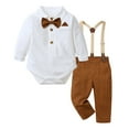 thumbnail image 1 of NAFUU Baby Boy Clothes Suits Formal Long Sleeve Dress Shirt Bodysuit With Bow Tie And Suspenders Pants Toddler Gentleman Outfits Temperament Suit 2-3 Years, 1 of 8