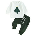 thumbnail image 1 of NAFUU Baby Boy Girl Christmas Outfit Cute Embroidery Long Sleeve Crewneck Sweatshirt And Pants Two Piece Set Toddler Boys Casual Outfit Vintage Outfits 3-6 Months, 1 of 6