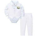 thumbnail image 1 of NAFUU Baby Boys Outfits Set Solid Color Crew Neck Long Sleeve Suits Tuxedo Gentleman Formal Dress Shirt And Vest And Pants Suit Sets Comfort Home Boy Outfits,White,2-3 Years, 1 of 8