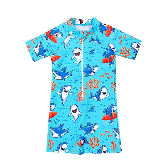NAFUU Baby Boys Swimsuits One Piece Bathing Suit Toddler Beach Sun Protection Rash Guard Swimwear Short Sleeve Swimsuit 12-24 Months