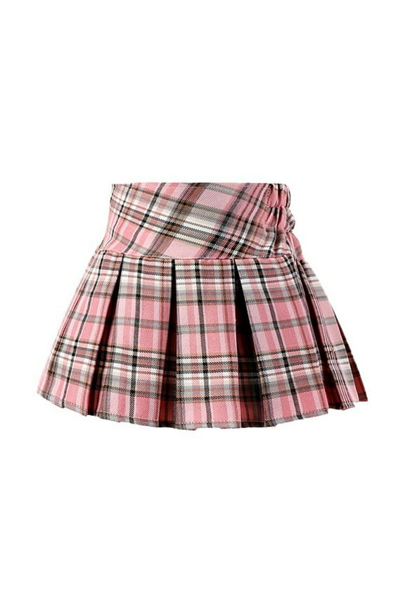 Baby Girls Dress Multicolor Pleated Plaid Prints Bowknot Mini Skirt Outfits Tween Girls Dresses,Pink,3-4 Years