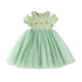 thumbnail image 1 of NAFUU Baby Girls Dress Toddler O-Neck Solid Color Short Sleeve Floral Holiday Mesh Dance Princess Party Dresses For Girls Sizes 18-24 Months, 1 of 6