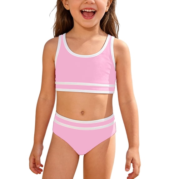 NAFUU Baby Girls Swimsuit Adjustable Solid Color Bikini Comfortable Soft Swim Wear With Removable Cups Beach Pool Two Piece Plus Size Swimsuit For Girls Sizes 9-10 Years