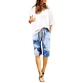 thumbnail image 1 of NAFUU Bermuda Shorts For Women Summer High Waisted Textured Print Short Pants With Pockets And Drawstring Loose Fit Athletic Shorts For Women, 1 of 4