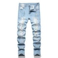 thumbnail image 1 of NAFUU Boys Baggy Denim Pants Boys Jeans High Street Fashion Casual Long Pants Kids Comfortable Stretch Denim Trousers Spring Autumn Jeans Trendy Trousers 6-7 Years, 1 of 6
