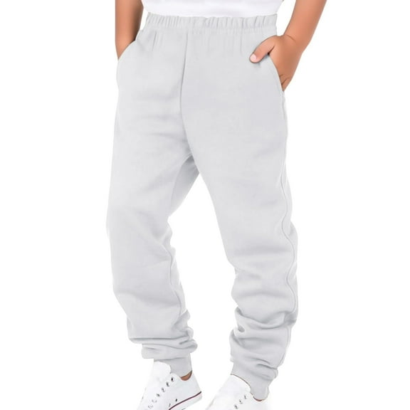 NAFUU Boys Jogger Pants Solid Color Elastic Waist Casual Sweatpants For Kids Soft Warm Athletic Trousers Comfortable Playwear Sport Jogger Pant