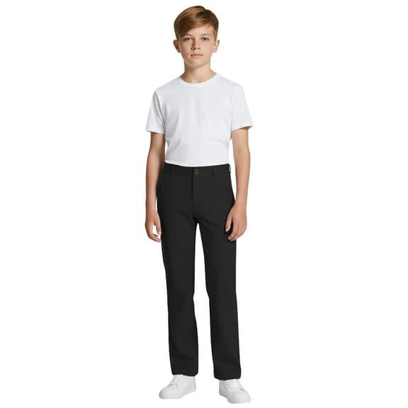 NAFUU Boys School Uniform Pants Casual Stretch Trousers Kids Dress Pants High Stretchy Pull On Pants With Pockets Soft Sweatpant