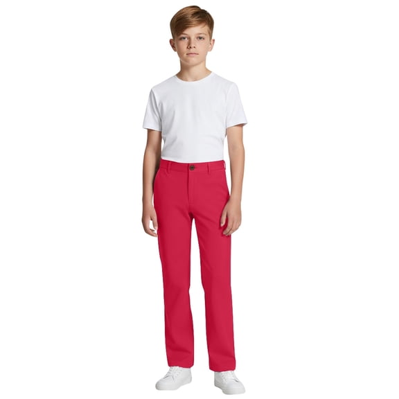NAFUU Boys School Uniform Pants Casual Stretch Trousers Kids Dress Pants High Stretchy Pull On Pants With Pockets Sport Jogger Pant