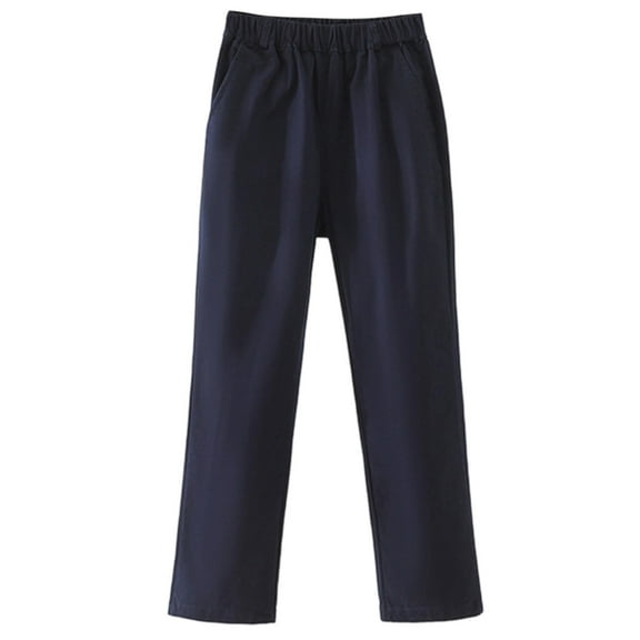 NAFUU Boys School Uniform Twill Pants Boys Khaki School Pants Casual Trousers High Waist British Style Pants For Kids Comfortable Everyday Wear Comfort Trousers 15-16 Years