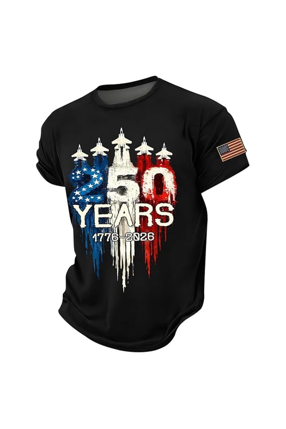 Boys Short Sleeve T Shirts Independence Day Graphic O-Neck Tee Celebrate America's 250Th Anniversary 1776-2026 Casual Top Classic Baby Boy Clothes 8-9 Years
