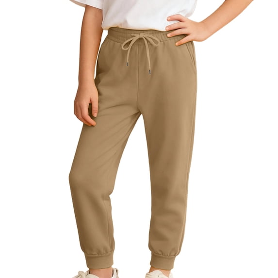 NAFUU Boys' Stretch Pants Solid Color Jogger Trousers Sweatpants With Pockets And Drawstring Casual Athletic Sportswear Slacks For Boys Sizes 11-12 Years