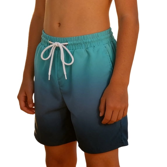 NAFUU Boys Swim Trunks Gradient Color Trunk Swimwear With Elastic Waistband Comfortable Athletic Shorts For Kids Swimsuit For Boys Sizes 11-12 Years