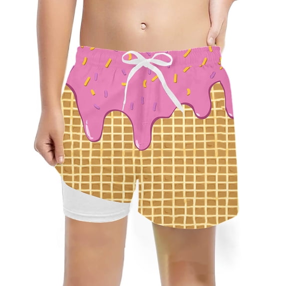 NAFUU Boys Swimsuit Ice Cream Print Swim Trunks For Kids Summer Beach Pool Waistband Adjustable Swimsuits For Baby Boy Sizes 10-12 Years