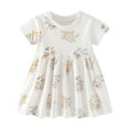 thumbnail image 1 of NAFUU Casual Girls Dresses Summer New Cute Floral Print Round Neck Short Sleeve Children's Clothing Elegant Dresses For Girls Sizes 6-7 Years, 1 of 6