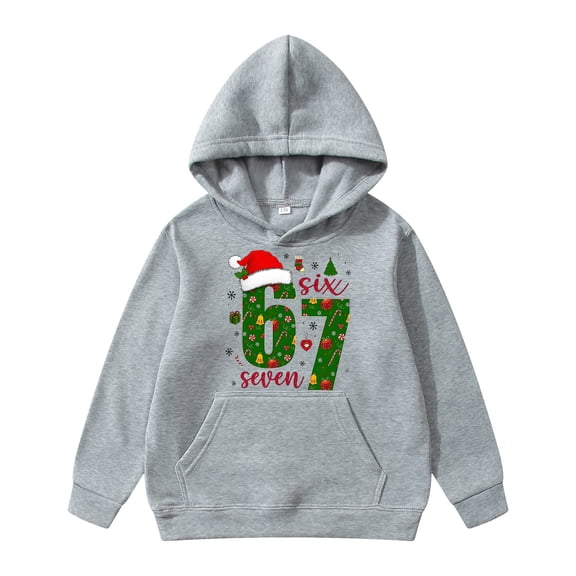 NAFUU Cute Hoodies For Girls Kids 67 Hoodie Pullover Festive Holiday Hooded Sweatshirts For Girls Long Sleeve Tops Winter Party Clothes 4-5 Years