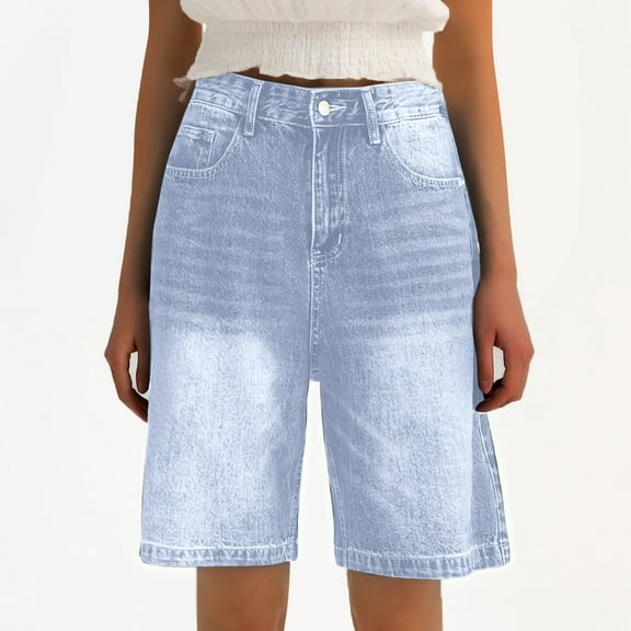 NAFUU Denim Shorts for Women Jorts Baggy Jeans Jorts Loose Fit Vintage Denim Shorts Trendy Summer Hot Short Pants Pockets Fashion Skorts