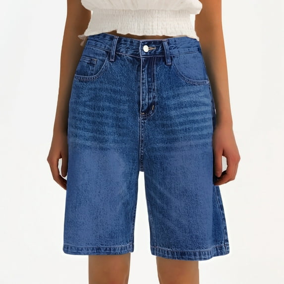 NAFUU Denim Shorts for Women Jorts Baggy Jeans Jorts Loose Fit Vintage Denim Shorts Trendy Summer Hot Short Pants Pockets Mini Shorts Hot Pants