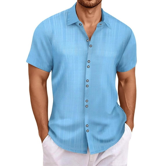 NAFUU Fashion Mens Shirts Top Men's Casual Shirt Short Sleeve Relaxed Fit Button Down Shirt Comfortable Solid Color Summer Tops Daily Wear Formal Collared Shirt