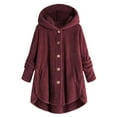 thumbnail image 1 of NAFUU Jacket Women Warm Coat Autumn Winter Casual Solid Color Side Slit Cozy Button Hooded Jacket With Pockets Home Wear Outerwear Fuzzy Winter Coats, 1 of 2