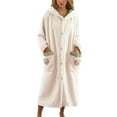 thumbnail image 1 of NAFUU Robes For Women Flannel Hooded Bathrobe Winter Bear Print Cozy Loungewear Long Shawl Collar Robe Sleepwear Nightwear Trendy Jammies, 1 of 4