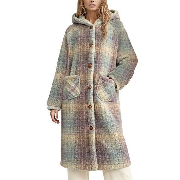 NAFUU Fuzzy Fleece Jacket for Women Long Fleece Hooded Jackets Oversized Winter Coat With Pockets Cozy Warm Outerwear Soft Warm Outerwear